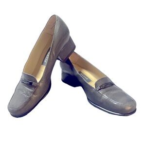 Bally Vintage Gray Slip On Heeled Loafers Size 5.5